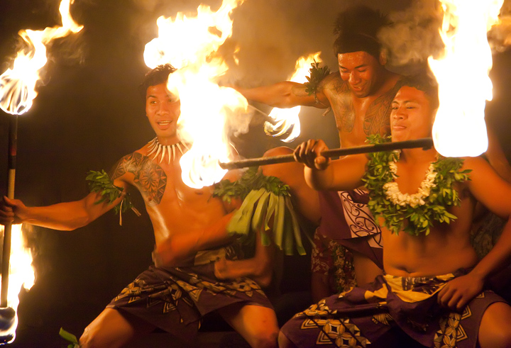 Traditional fire dancing deep inside a sacred cave on the far corner of Tongetapu Island, Tonga.